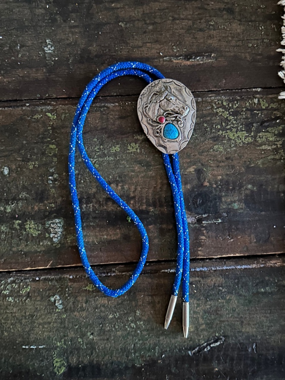 Vintage Bolo Tie: Horse & Turquoise Western Wear Costume Jewelry